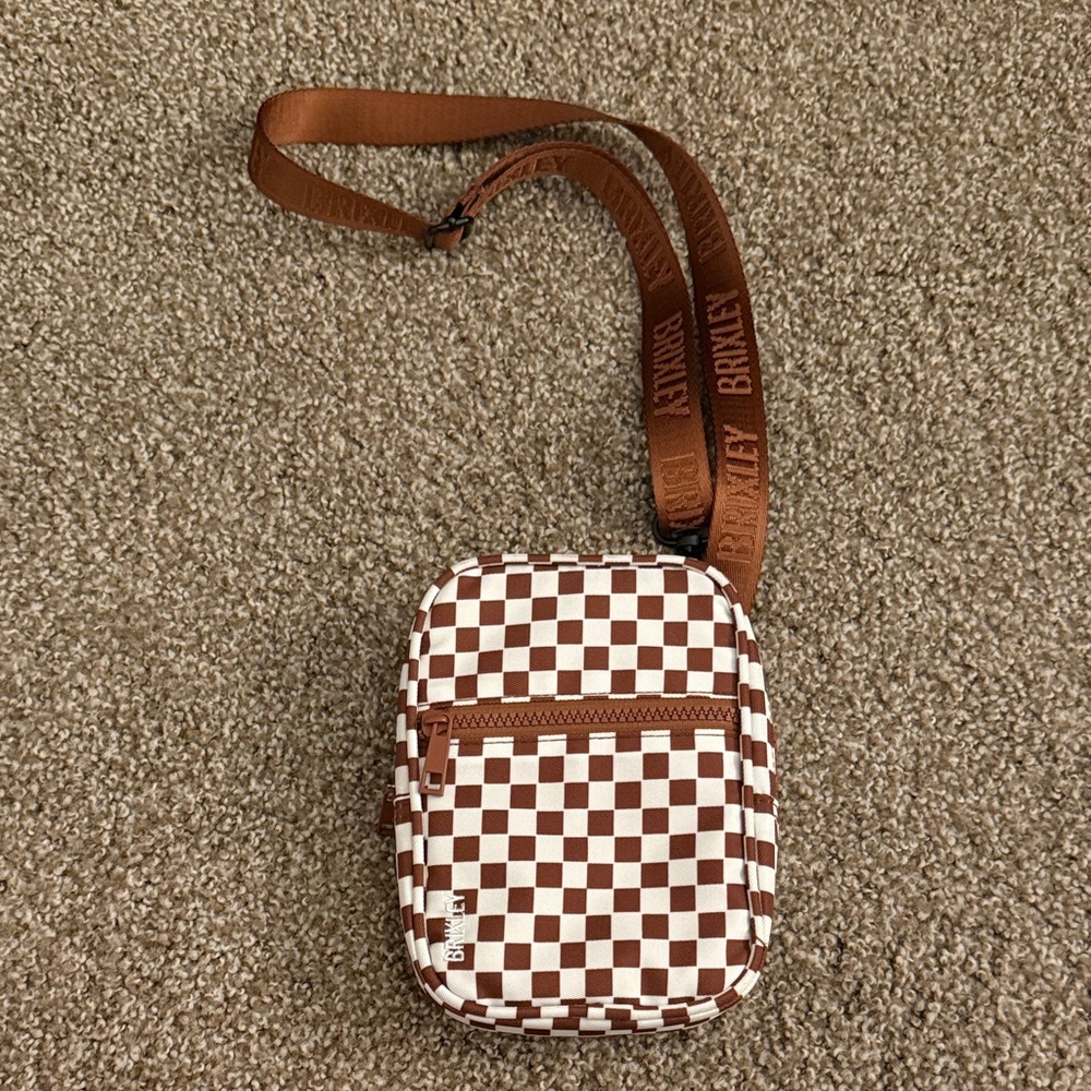 NWOT Brixley Brown Checkered Crossbody Sling